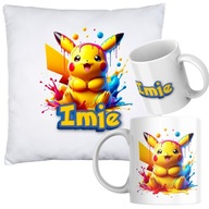 ZESTAW URODZINY Kubek+Poduszka POKEMON imię PERSONALIZACJA PONAD 20 WZORÓW