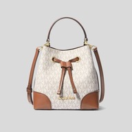 MICHAEL KOR'S Kremowa brązowa torebka Mercer Small Logo Bucket Bag 18/19 cm