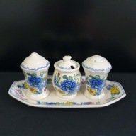 Masons Regency przyprawnik zestw 3 + podstawka lata 30. Anglia Ironstone