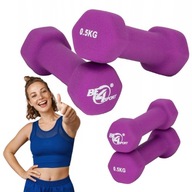 CIĘŻARKI HANTELKI NEOPRENOWE HANTLE ŻELIWNE DO ĆWICZEŃ 2x0,5KG BE4SPORT