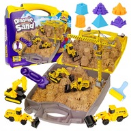 Piasek kinetyczny click4TOYS z pojazdami budowlanymi w walizce 2 kg
