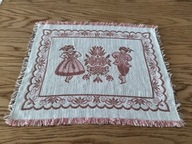 Serwetka serweta dwustronny żakard PRL Austria frędzle 40x32 wyjątkowa