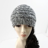 Czapka damska, czapka szara