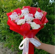HELLO KITTY SZTUCZNE KWIATY BUKIET PREZENT NA WALENTYNKI 35 cm
