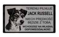 Tabliczka srebrna grawerowana uwaga PIES Jack Russell terrier