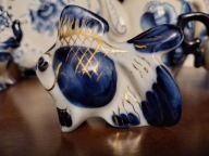 Rybka - porcelana - Gżel Gzhel - figurka biała kobalt XX w.