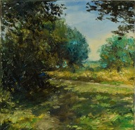 W cieniu" obraz olejny na płótnie 30x30cm , oryginał Garncarek Al,,,