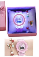 ZEGAREK ELEKTRONICZNY LED BRANSOLETKA DLA DZIEWCZYNKI NA PREZENT JEDNOROŻEC