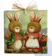 Robótkownia Kafelek obrazek 15x15 Zając zające Zajączki dwa