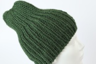 Wełniana czapka Eskimo - rękodzieło, M/L, ciemny bluszcz, wełna, ciepła