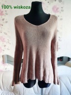 SWETER DZIANINA CIEPŁY CIEMNY BEŻOWY MESZEK ZIMA jesienny zimowy ciepły