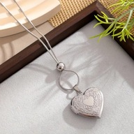 NASZYJNIK serce ŁAŃCUSZEK srebrny ŚWIĘTA medalion sekretnik retro talizman