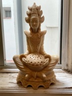 TARA rzeźba ŻYWICA BUDDA RESIN 27cm. MID CENTURY ASIAN IDEAŁ VINTAGE 1960s