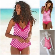 Tankini Bikini 75B C 38B C M krata monokini strój kąpielowy kostium