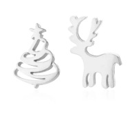 Kolczyki mini stal chirurgiczna wkrętki świąteczne wzory Jelonek i Choinka