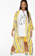 Monki paski narzutka żółta kamizelka długa kolorowa oversize kardigan maxi