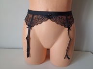 Śliczny markowy pas do pończoch czarny LINDEX UK S EUR S 36/38