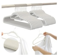 20x WIESZAKI WELUROWE NA UBRANIA DO SZAFY AKSAMIT ZESTAW SZARE UBRANIOWE