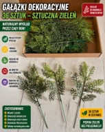 Gałązki dekoracyjne sztuczna zieleń 36 sztuk do stroików wianków ozdób
