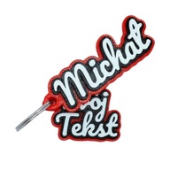 Czerwony Breloczek z WYBRANYM imieniem i TWOIM TEKSTEM