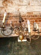 Stary zabytkowy żyrandol z mosiądzu PRL vintage