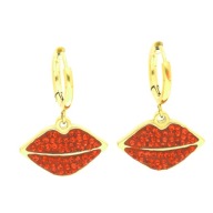 37539 Kolczyki złota stal chirurgiczna usta z cyrkoniami