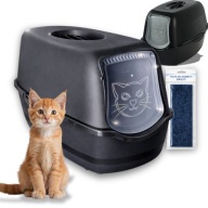 DUŻA KUWETA DLA KOTA ZAMKNIĘTA NA ŻWIREK ZABUDOWANA TOALETA Z FILTREM