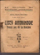 Listy anonimowe. Proces por. de La Ronciére - Z. Dromlewiczowa