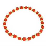 62499 Bransoletka złota stal chirurgiczna koraliki kostki 4 mm