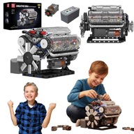 KLOCKI KONSTRUKCYJNE DLA DZIECI EDUKACYJNE PLASTIKOWE SILNIK V8 TECHNIC
