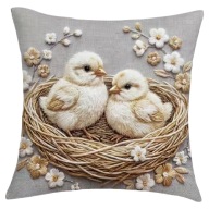 Ozdobna poszewka, jasiek na poduszki - Kurczaczki - 45x45 cm