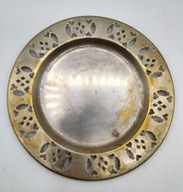 ażurowy bardzo stary talerzyk, platerowany srebrem - kolekcjonerski