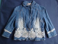 ROSA & ROSE kurtka żakiet jeans koronka cekiny aplikacja jak desigual 36