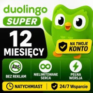 DUOLINGO SUPER 12 MIESIĘCY | NIELIMITOWANE SERCA | NA TWOJE KONTO | 24/7