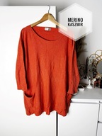 Pomarańczowy oversize sweter merino kaszmir Tif Tiffy XL XXL Made in Italy
