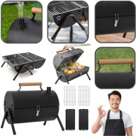 DUŻY PRZENOŚNY OGRODOWY GRILL WĘGLOWY BECZKA Z POKRYWĄ + 2x RUSZT