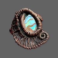 Pierścionek z Muszlą Paua z Nowej Zelandii – Rękodzieło Wire Wrapping