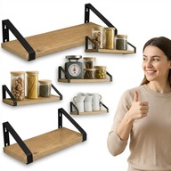 PÓŁKA DO KUCHNI ŚCIENNA WISZĄCA ZESTAW 3SZT ORGANIZER LOFT DĄB CRAFT 40CM