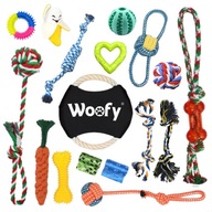 Zestaw zabawek dla psa Woofy 17 elementów szarpaki gryzaki bawełniane