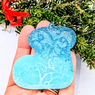 Zawieszka Skarpeta Ozdoba Choinkowa Handmade Premium Brokat Błękit