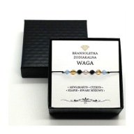 Delikatna Bransoletka Znaki Zodiaku WAGA - Naturalne Kamienie + Gratis