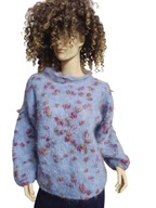 ciepły SWETER swobodny wełniany MOHEROWY 36/38