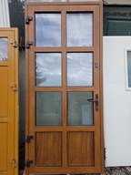 DRZWI Zewnętrzne Aluminiowe Wejściowe Przeszklone 110x242cm Złoty Dąb