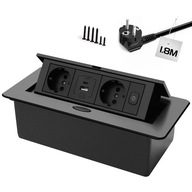 Gniazdo Elektryczne, USB blatowe, typ C czarny WYSUWANE BLATOWE KUCHNIA