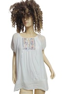 WŁOSKA TUNIKA BLUZKA Z JEDWABIEM cekinami haftem 38/40