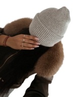 CZAPKA DAMSKA ZIMOWA CIEPŁA GRUBA MIĘKKA ANGORA ELEGANCKA SZARA