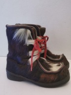 Vintage VIBRAM Norweskie BOTKI FUTRO NATURALNE BUTY zimowe R.38