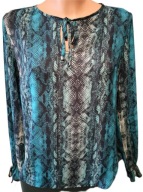Bluzka elegancka wężowy wzór turkus r. 36