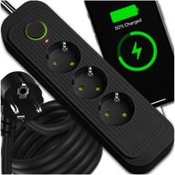 Listwa zasilająca 3 gniazda USB A i C 2 m kabel
