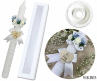 ŚWIECA KOMUNIJNA CHRZEST IMIĘ DATA PUDEŁKO GROMNICA RĘCZNIE ZDOBIONA